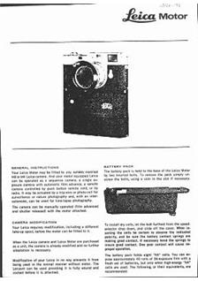 Leica M 4 manual. Camera Instructions.